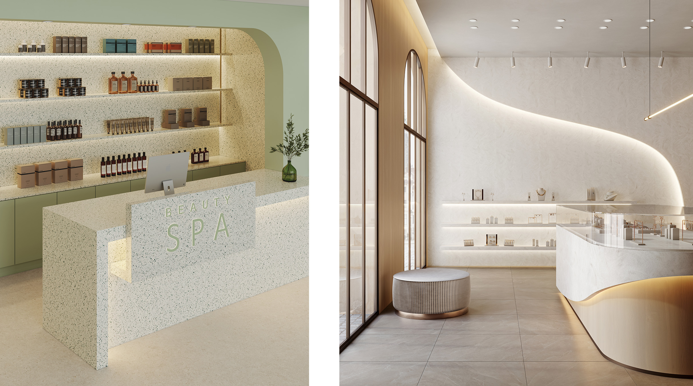 HIMACS lifestyle collage van luxe beauty spa